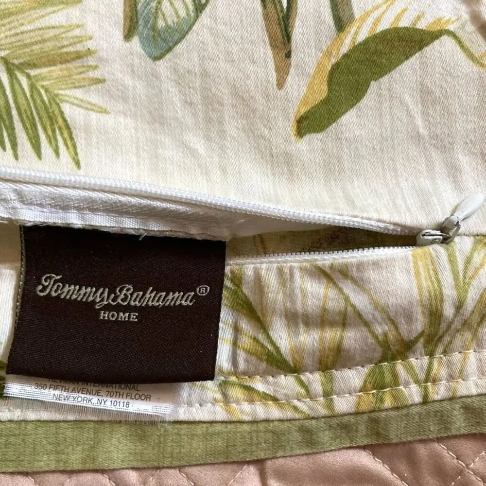 TOMMY BAHAMA Pillow Cover Tropical Palms and Leaves Green Beige 26.5 x 20 inches